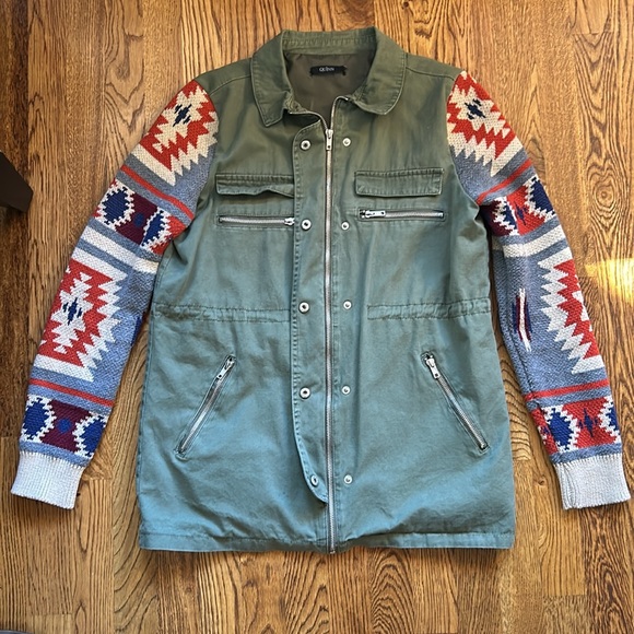 Green Jacket with Sweater Sleeves - Picture 2 of 6